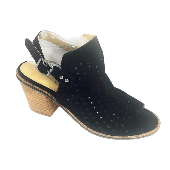 Chinese Laundry Perforated Peep-Toe Black Suede Bootie Women Size: 10 - Picture 2 of 10